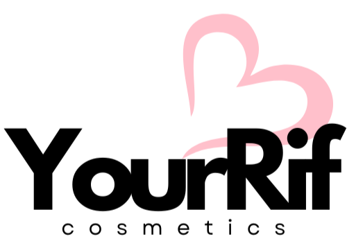 YourRif Cosmetics logo with a pink heart on a white background